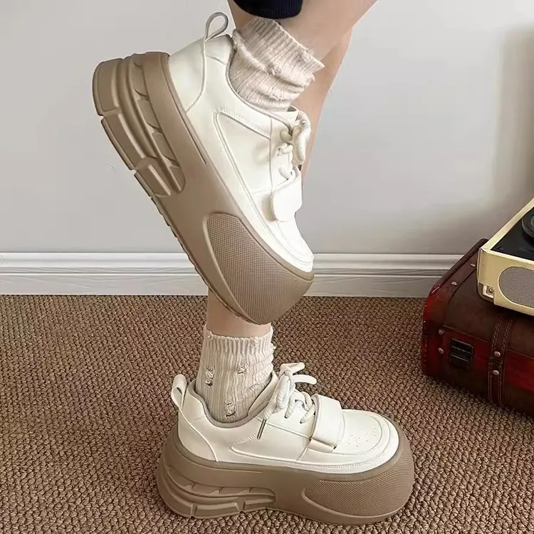 女鞋时尚百搭厚底白鞋松糕单鞋运动鞋白色老爹鞋子女ins潮牌百搭