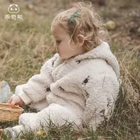 【麦穗绒】婴幼儿毛绒连体衣冬季保暖宝宝连帽哈衣爬服可爱外出服