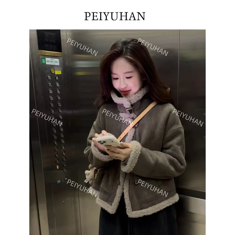 PEIERNA佩佩PC 【立领扣子毛毛外套】内里全羊毛外套 S1980 6126067