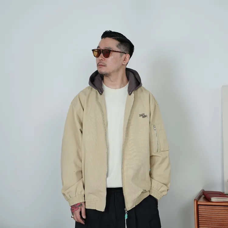 25FW秋季美式复古夹克外套休闲可拆卸连帽宽松帽衫cityboy通勤