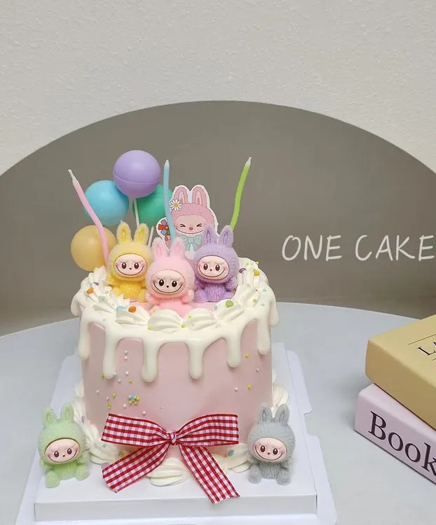 爆款拉布布蛋糕摆件饰品萌萌蛋糕插卡