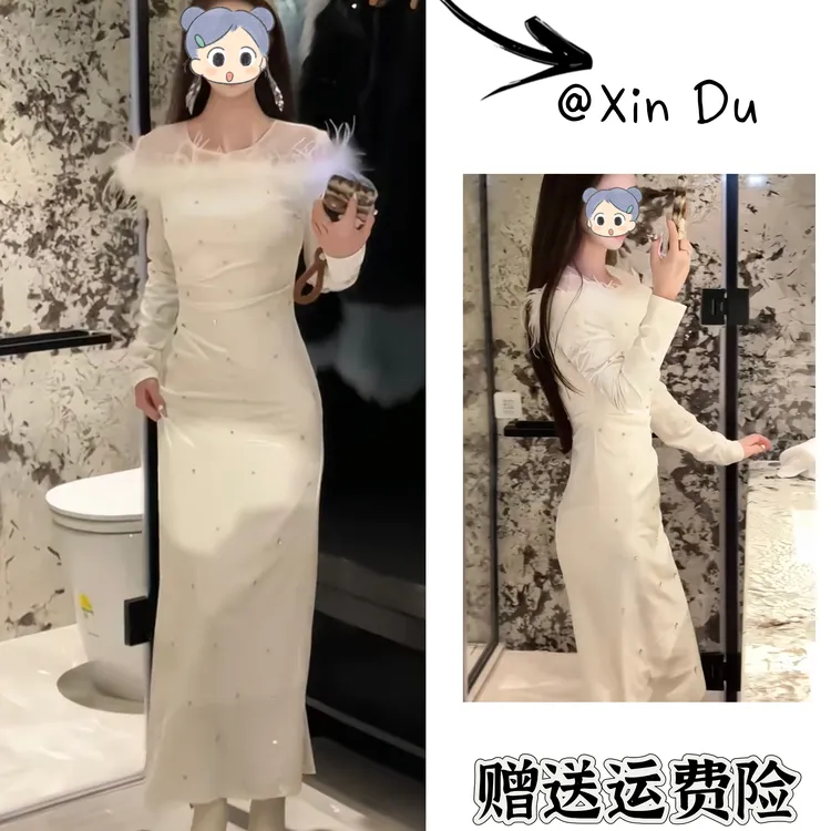 2025秋冬季新款时尚显瘦气质女士网红洋气连衣裙百搭款D24728