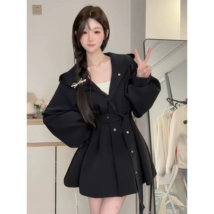 截短式风衣外套女2025年新款短款灯笼袖高级感大衣爆款秋装风衣裙