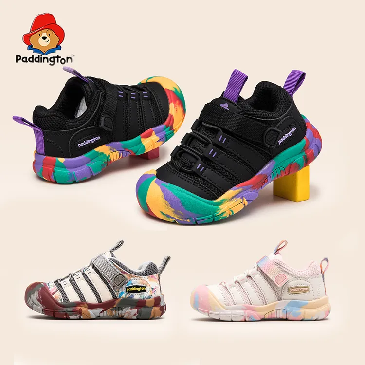 帕丁顿熊秋季新款儿童运动鞋男童机能鞋女宝宝撞色动感小童鞋舒适