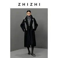 【温温专享】致知 宴桃源 全羊毛茧型双排扣毛呢大衣ZZ2EWWWZ004