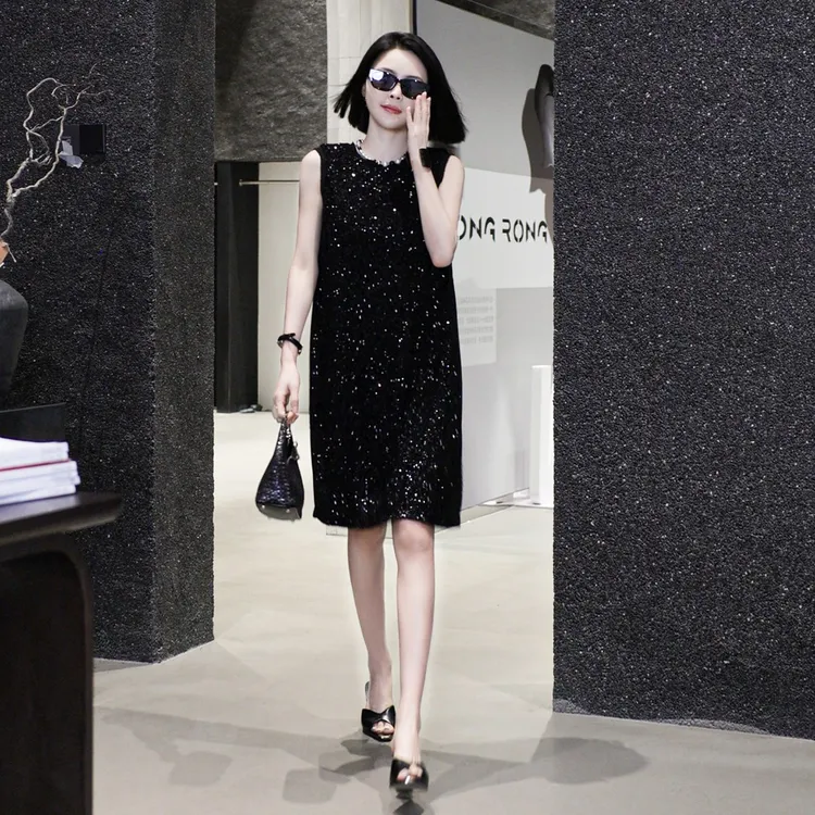 溶溶【暮光星河】RONGRONG 重工满亮片点缀无袖连衣裙NARA-WOP233