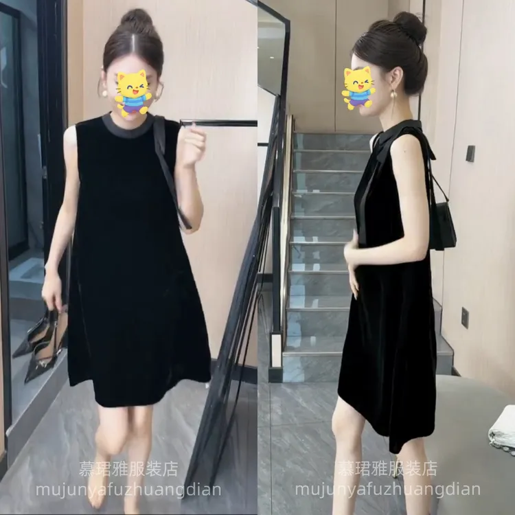 高端气质重工丝绒连衣裙2025夏季新款韩版时尚高级感爆款背心裙潮