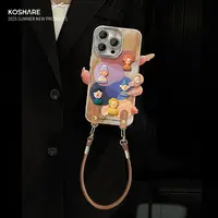 立体小人公仔适用苹果15华为vivo/oppo小米iPhone16羽纱纹手机壳