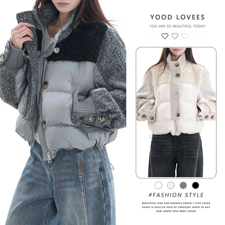 2025冬季新款立领拼接短款棉服外套女时髦百搭洋气加厚保暖上衣潮