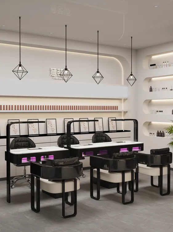 YIMINGSHI/意茗师M2熊猫大理石大功率带吸尘器烤灯美甲桌椅套装