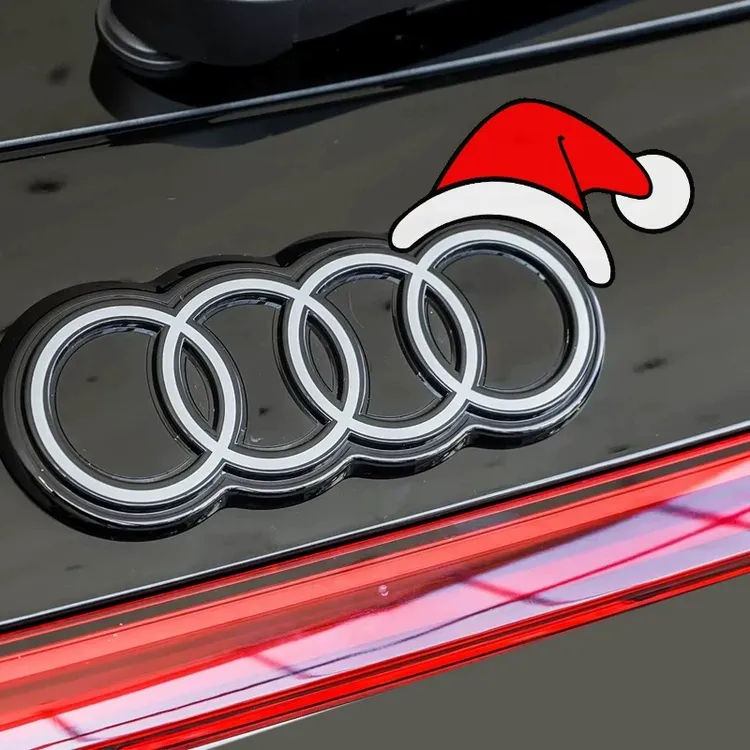 适用奥迪贴纸A3 A4 A5 A6 A7 Q3 Q4 Q5 Q6 A2车标后标圣诞帽车贴