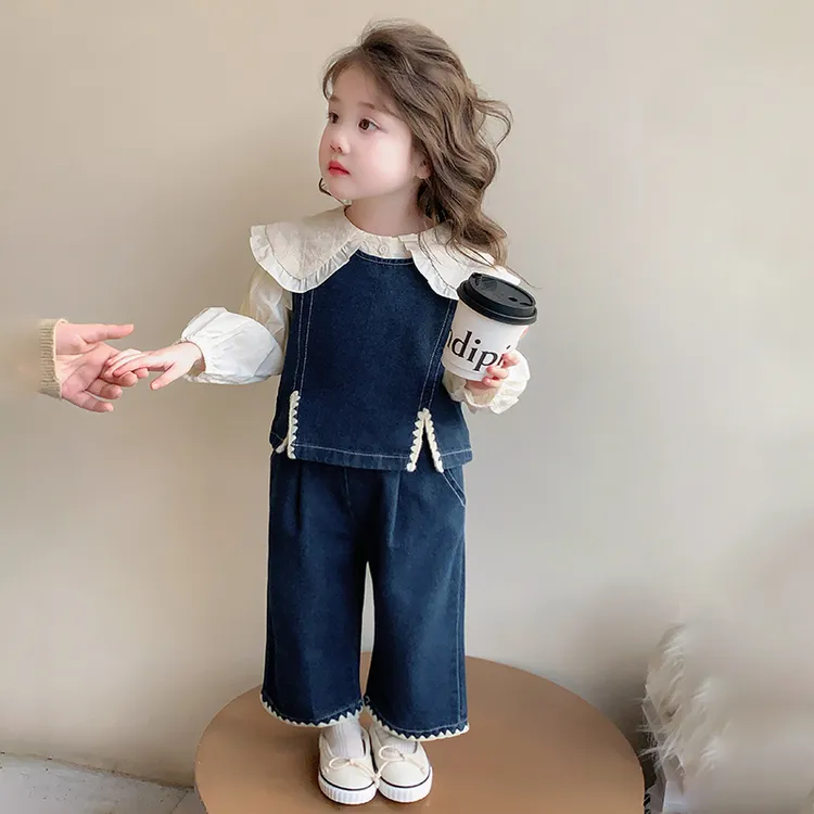 儿童春秋装洋气女宝宝牛仔三件套时髦女童休闲套装韩版小女孩春款