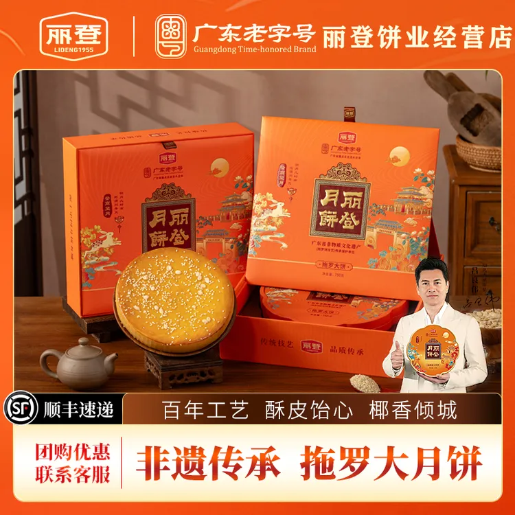 丽登化州非遗特产广式拖罗椰丝大月饼传统高档礼盒装中秋送礼月饼