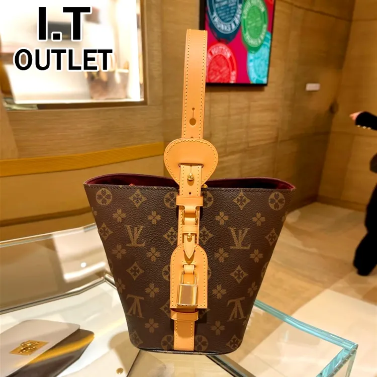 【谷爱凌同款】香港女包新款百搭通勤真皮老花蝴蝶结水桶出门便携包
