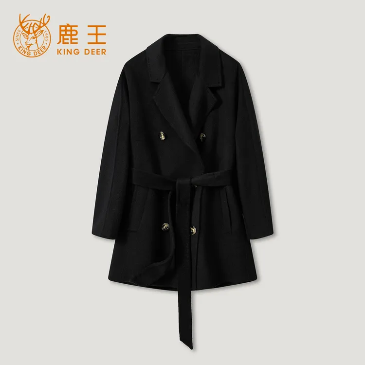 粉丝专享King Deer/鹿王25年新款女士休闲短款牦牛绒大衣L805406