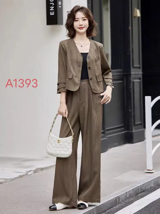 A1393轻职风休闲时尚套装气质秋款女装阔腿裤收腰减龄