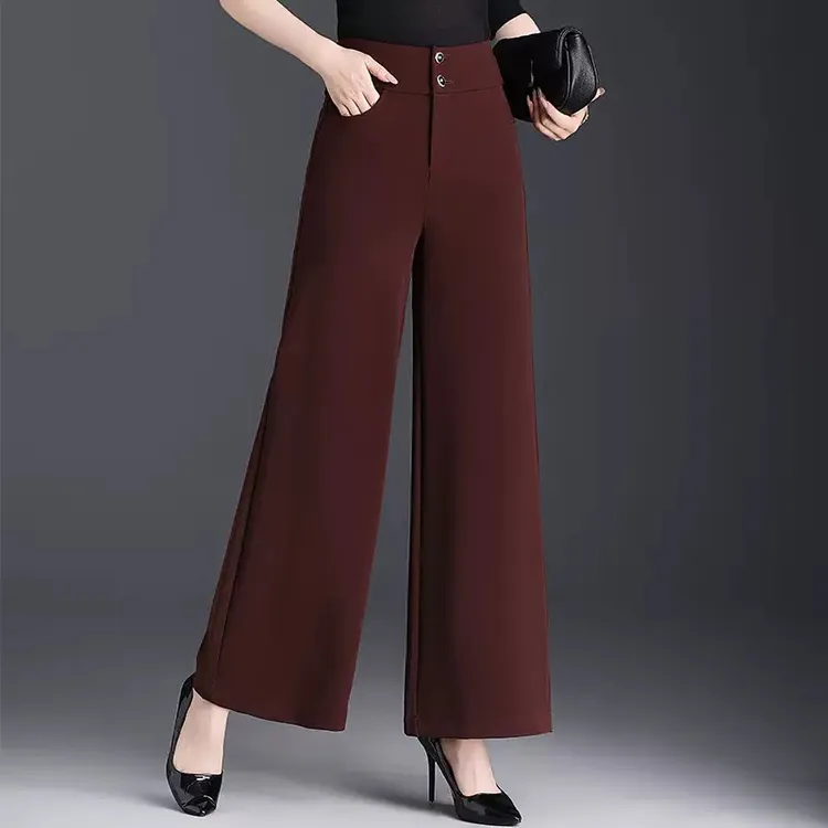 夏季冰丝料薄款垂感宽松阔腿裤洋气通勤九分高腰长裤大脚裤子休闲