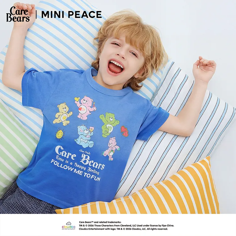 [凉感抑菌]MINI PEACE X CareBears太平鸟男童短袖T恤爱心小熊夏