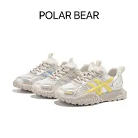 POLAR BEAR 2025夏季款透气网面真皮厚底百搭软底运动鞋女鞋246-8
