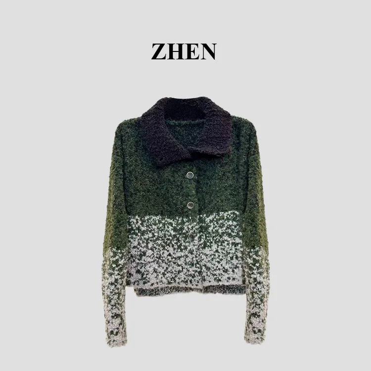 【ZHEN】25K01619 2025新款显瘦时尚百搭小众气质毛衣女款