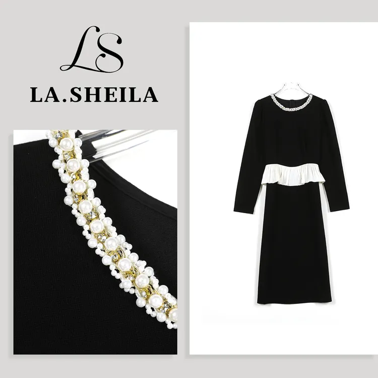 LA.Sheila 珍珠圆领连衣裙253-LYQ/0802-25199
