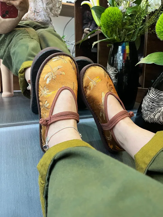河豚家 蜓梢缀露 休闲百搭透气轻便养脚千层底布鞋平底软底时尚