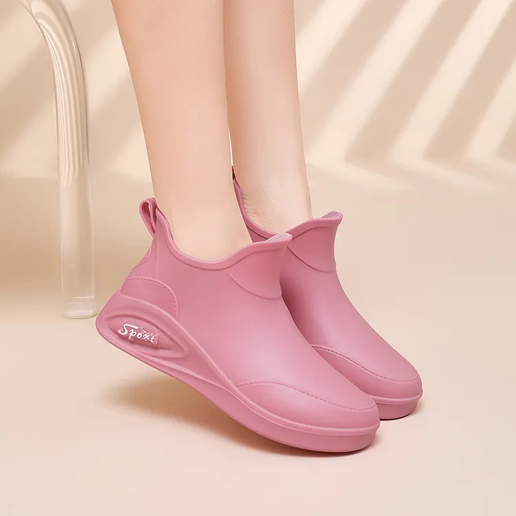时尚雨鞋女式短筒雨靴外穿防水甜美纯色胶鞋厨房防滑洗车工作耐磨