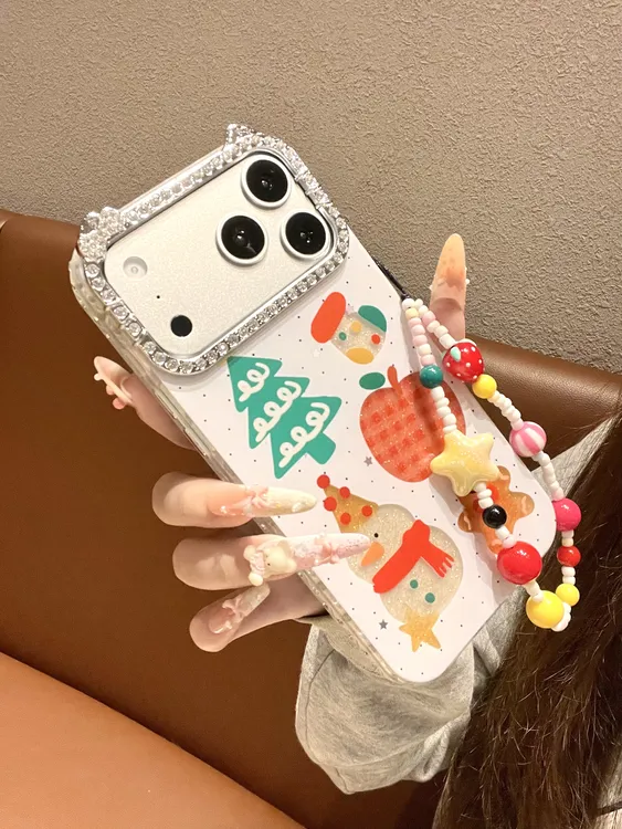 [闪钻边框]kt猫镜头闪粉圣诞树壳适用苹果17promax/16/保护壳