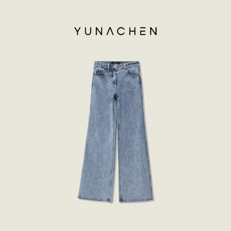 菠萝宝宝yuna【雪花】ZK6雪花纹阔腿牛仔长裤855-999-XB24D011