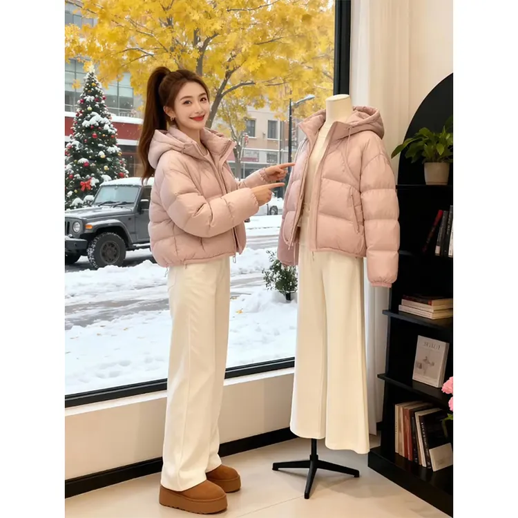 韩高端云朵泡芙连帽龟背棉服女款冬季2025新款时尚面包服保暖外套