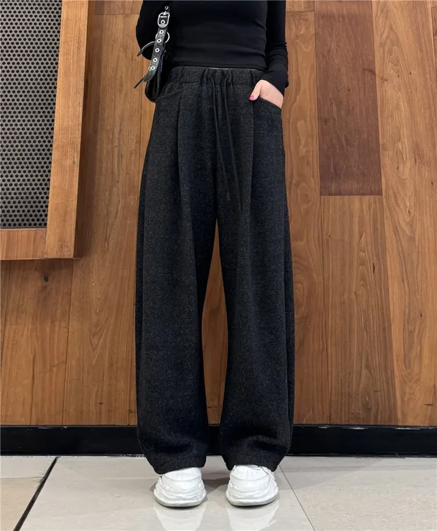 设计感慵懒风弯刀裤秋冬新款加厚垂感高腰显瘦百搭休闲裤