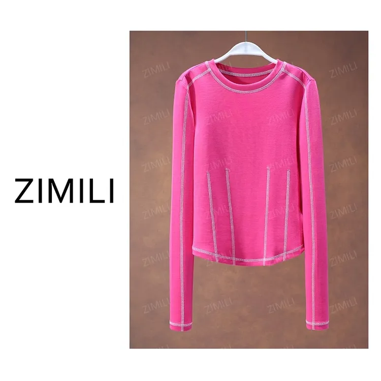 【亮哥欧货女装】冬季热感天丝《星织》洋红高弹显瘦打底上衣26010-A2