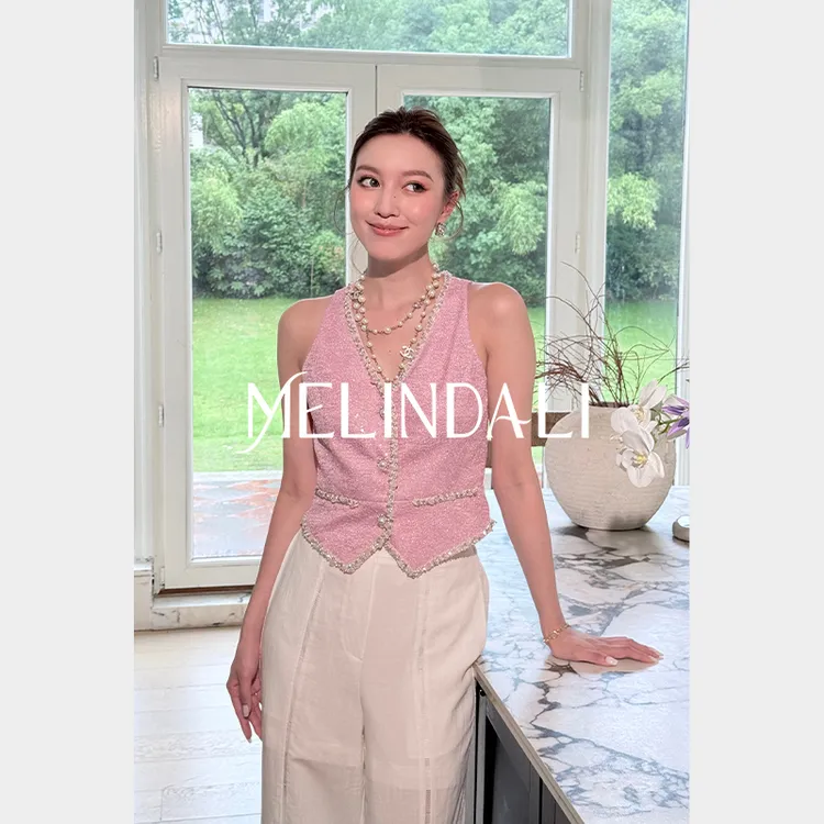 Melinda Li【捕梦网】黑标西班牙进口Gratacos珠片绣珍珠钻小香马夹