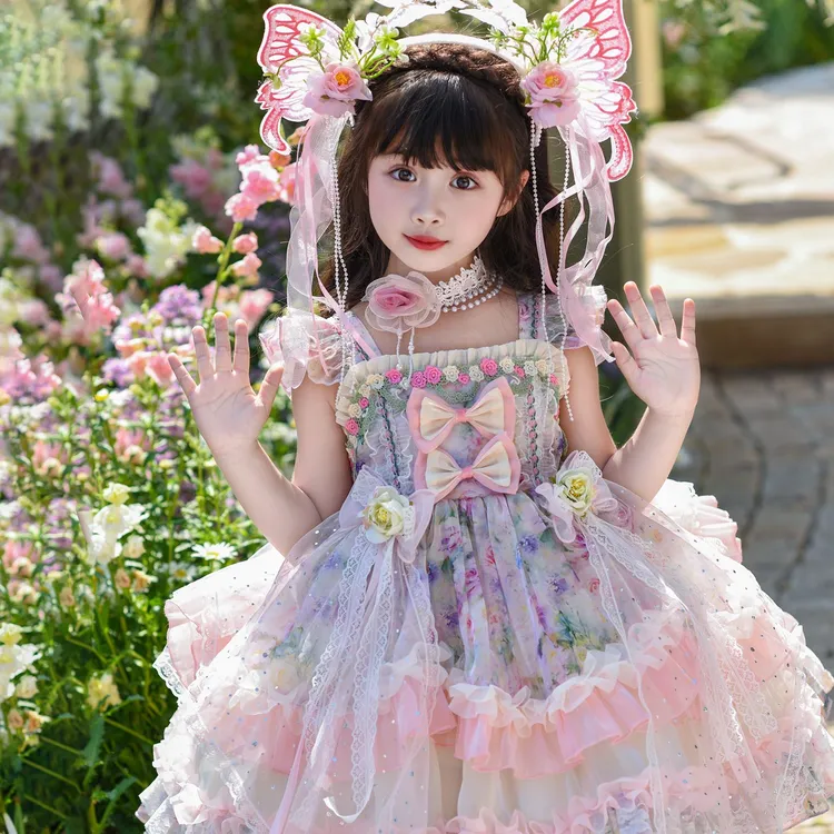 女童四季款紫霞仙子洛丽塔蓬蓬公主裙宝宝生日礼服连衣
