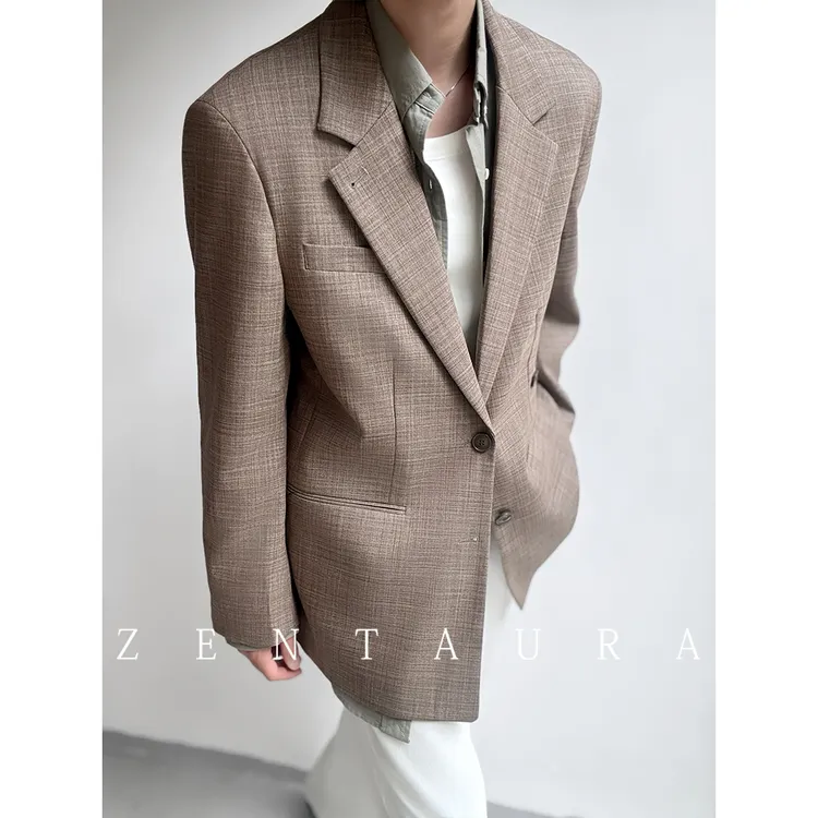 【神盐会长品牌】之南ZENTAURA丨格纹棕色气质老钱休闲西装时尚百搭