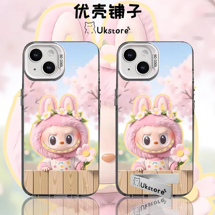 小花拉布布创意适用苹果华为vivoiPhone小米手机防摔彩银手机壳
