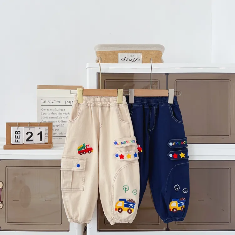 韩版休闲男童女童春秋冬季加绒男休闲裤秋款松紧带裤秋季洋气卡通