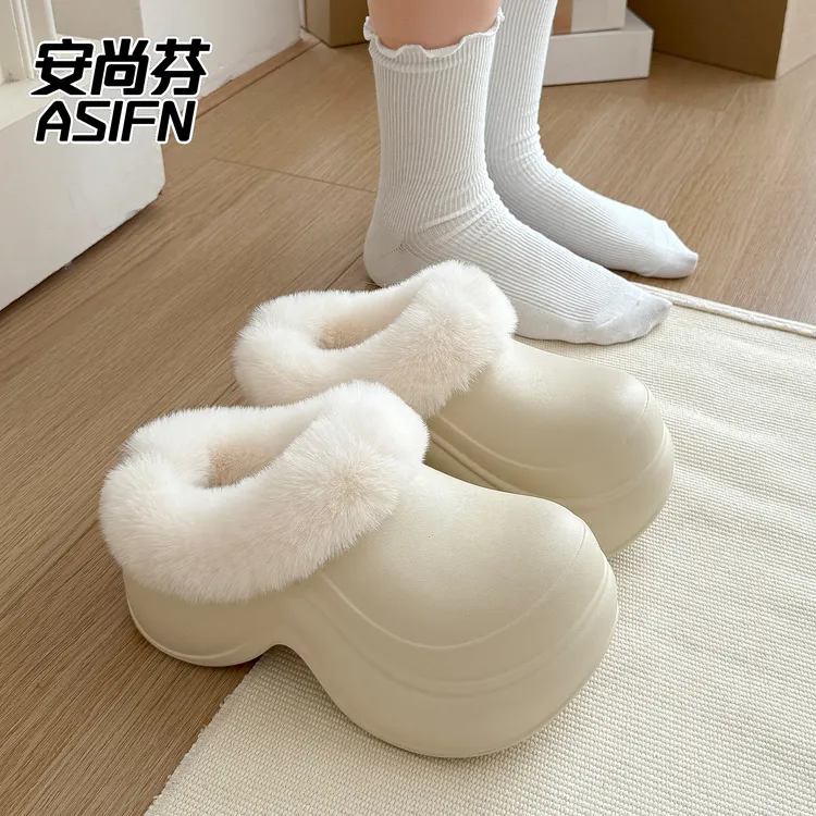 厚底增高毛拖鞋女款秋冬季新款室内居家用保暖潮流女士大头棉拖鞋