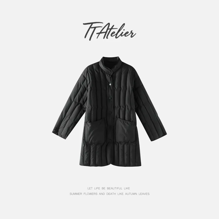 TT设计师【漫步华尔街】冬季时尚简约保暖鹅绒长款羽绒服TT191392