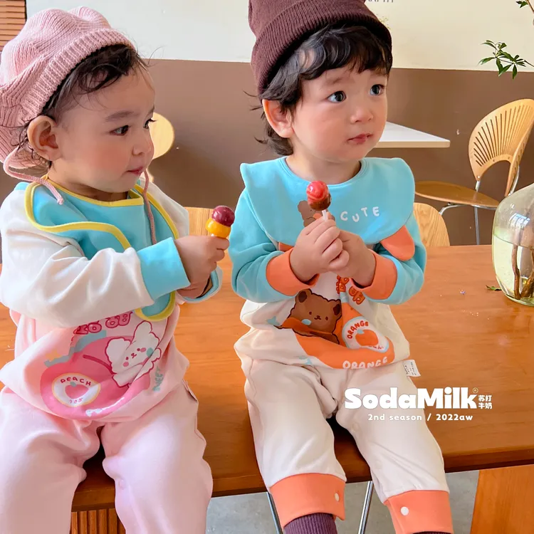 苏打牛奶秋冬婴童磨毛连体家居服宝宝洋气韩版卡通莱卡爬服153