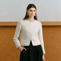 新中式提花西装短外套2025秋精致优雅气质短上衣MOGD04WJK020W31