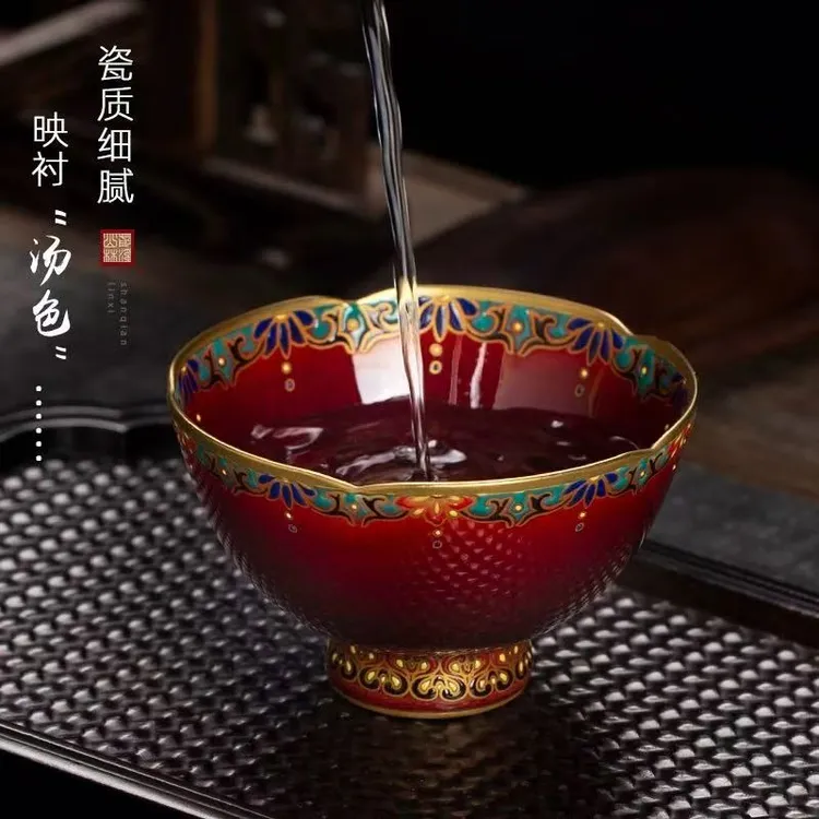 郎红茶杯主人杯珐琅彩单杯茶杯女士个人专用杯手工手绘敦煌品茗杯