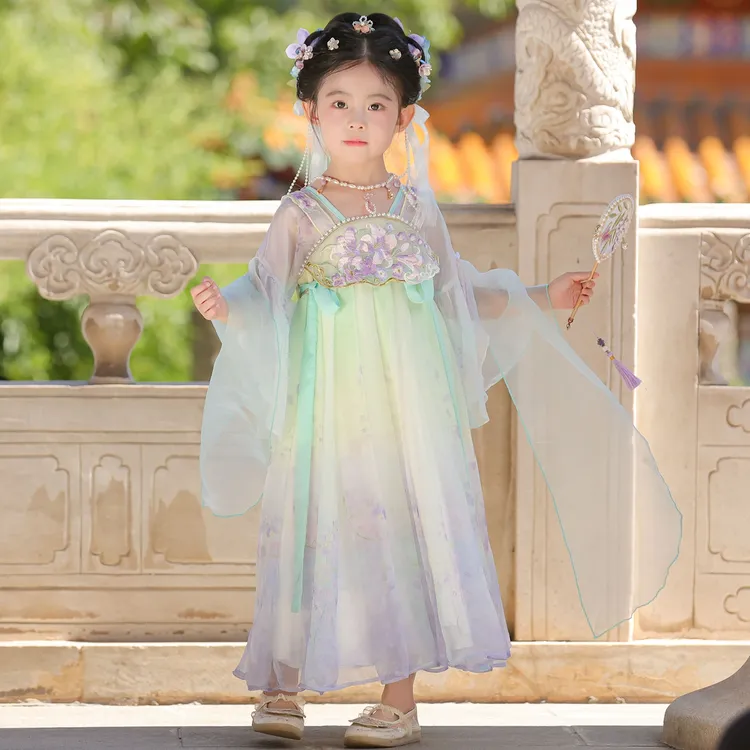 SL3512汉服女童2025夏季儿童高端古风仙气飘逸公主连衣裙女宝裙子