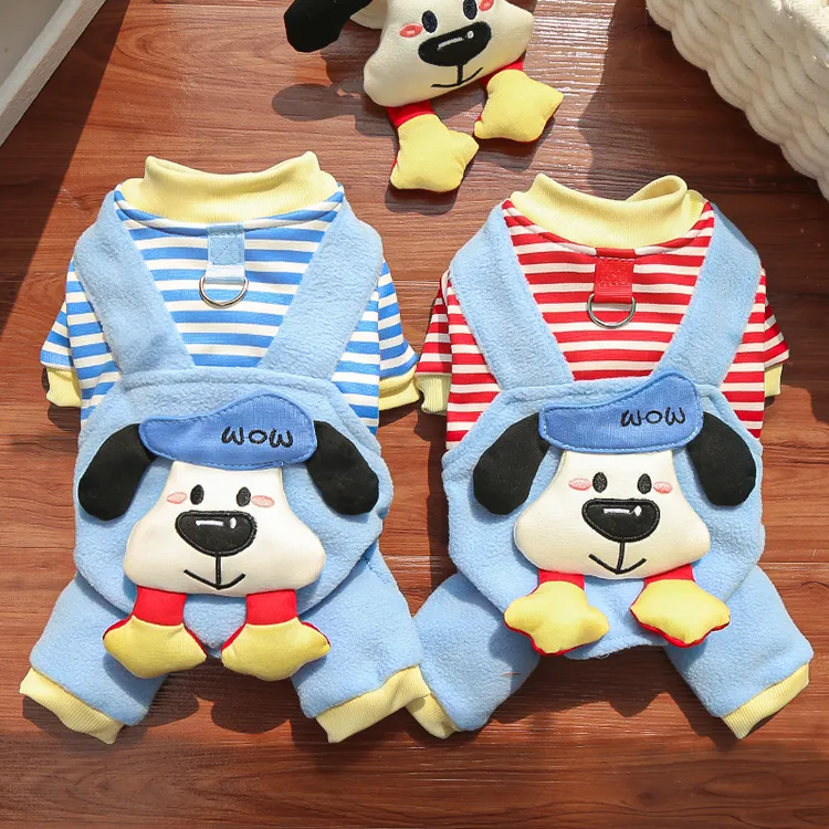 宠物猫咪大狗狗秋冬加绒四脚衣可爱卡通衣服用品泰迪比熊柯基无毛
