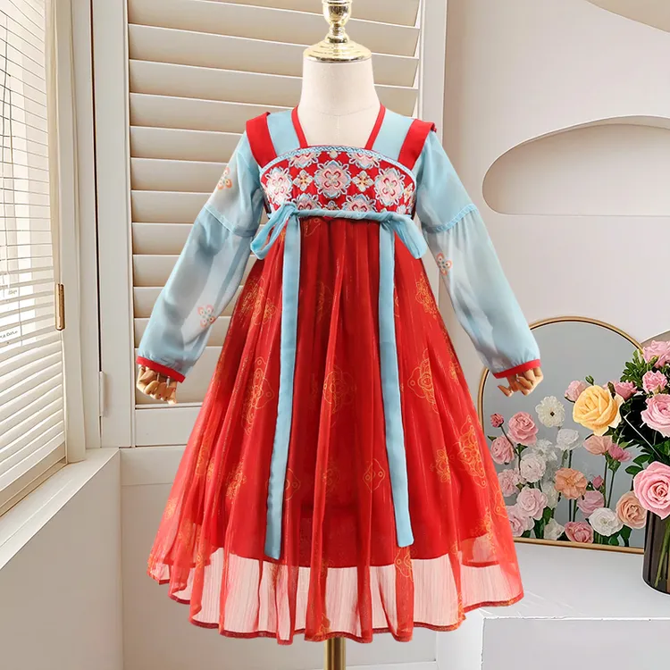 【丹阙】秋季新款女童汉服连衣裙古风中国风仙气飘逸日常长袖齐胸