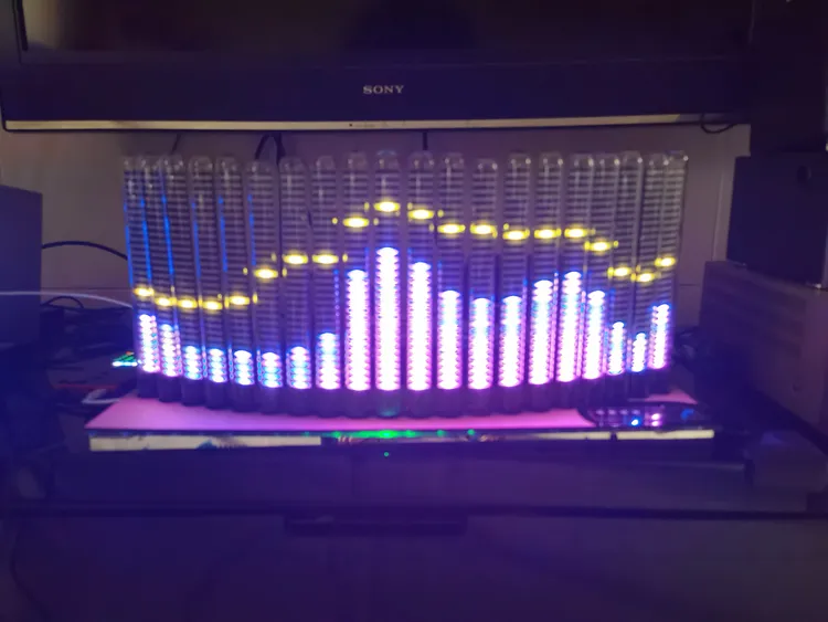 圆弧20拟辉光管音乐频谱显示器长度52厘米高度24厘米声控线控遥控