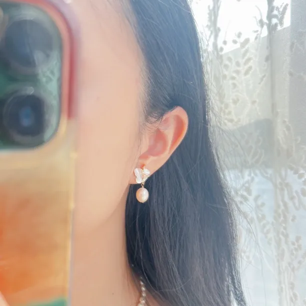 925银耳饰 优雅蝴蝶兰巴洛克耳坠 CUDDLE秋冬气质