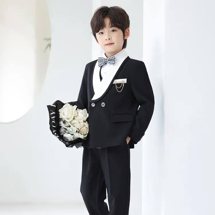 秋冬新款男童礼服西装套装儿童走秀主持朗诵演出服花童周岁小西服