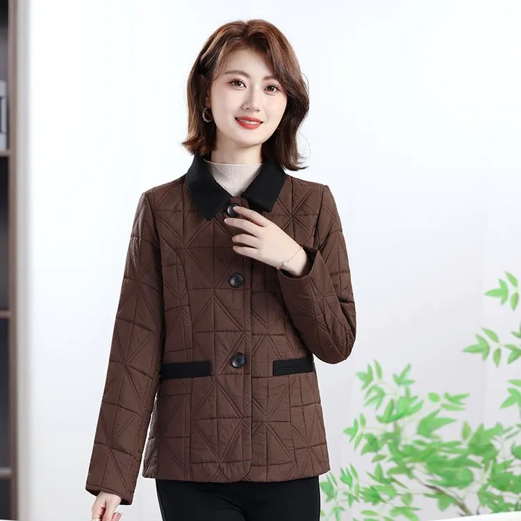 时尚精致棉服外套女2025春季新款气质妈妈装轻薄百搭保暖短款棉衣