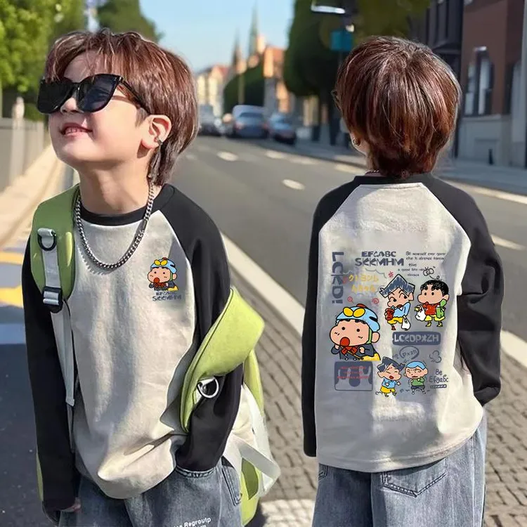 纯棉男童长袖t恤春秋季韩版潮流男童贴身打底衣百搭洋气男孩童装t